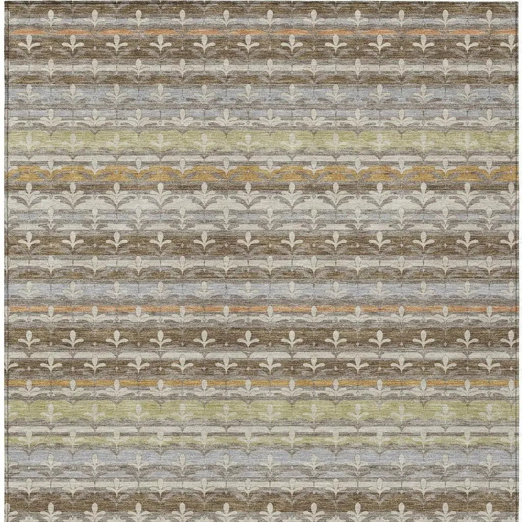 5' X 8' Chocolate And Beige Damask Washable Indoor Outdoor Area Rug Homeroots Outdoor