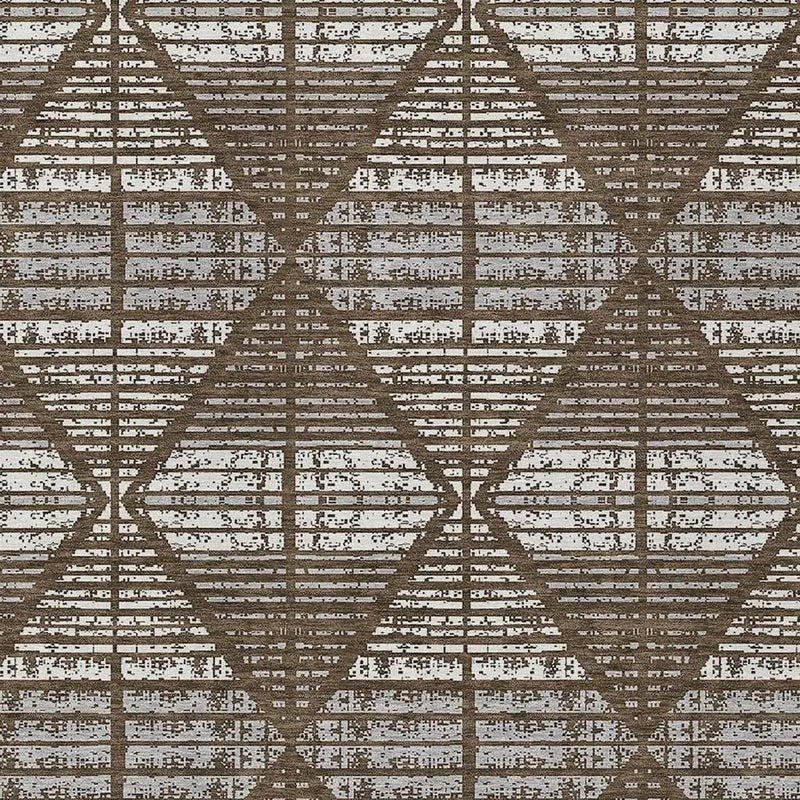 5' X 8' Chocolate And Beige Geometric Washable Indoor Outdoor Area Rug Homeroots Outdoor