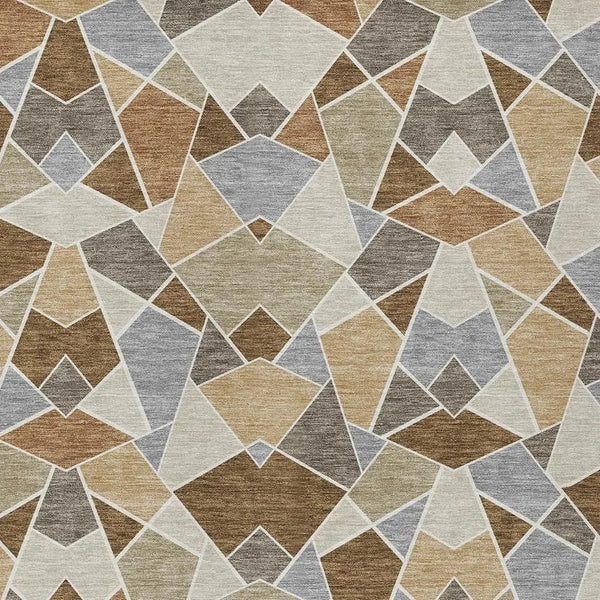 5' X 8' Chocolate And Beige Geometric Washable Indoor Outdoor Area Rug Homeroots Outdoor