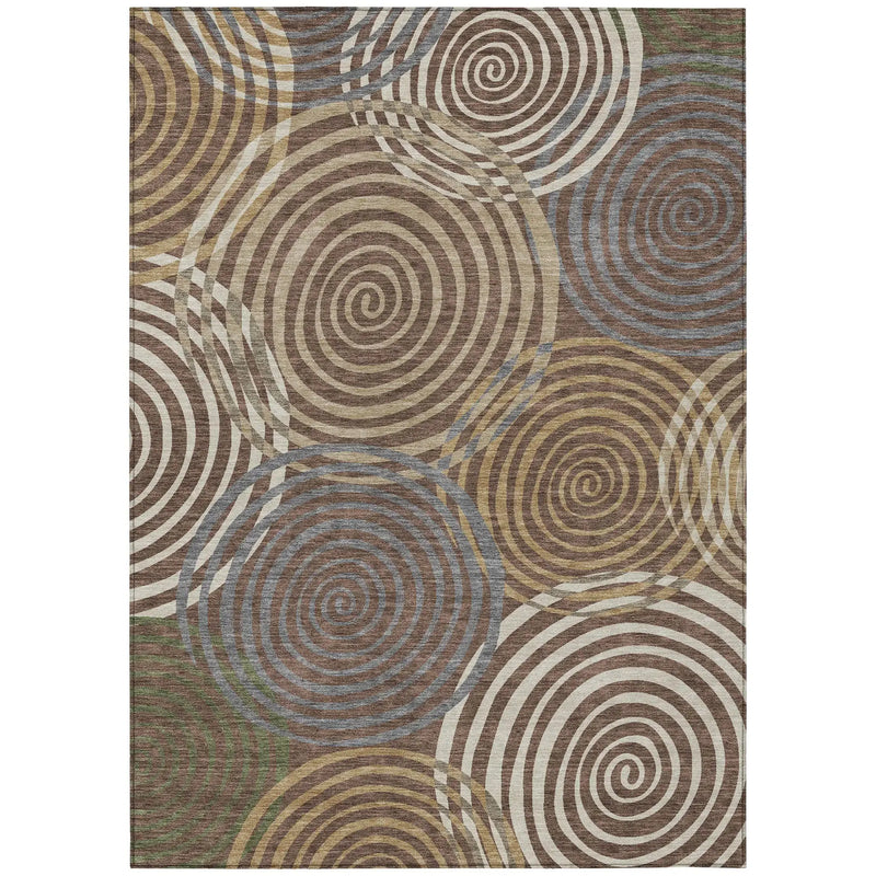 5' X 8' Chocolate And Beige Geometric Washable Indoor Outdoor Area Rug Homeroots Outdoor