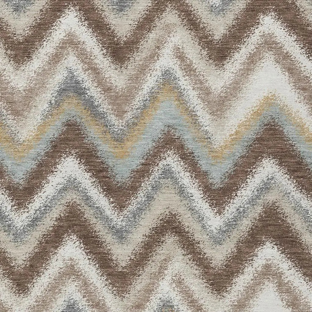 5' X 8' Chocolate And Beige Geometric Washable Indoor Outdoor Area Rug Homeroots Outdoor