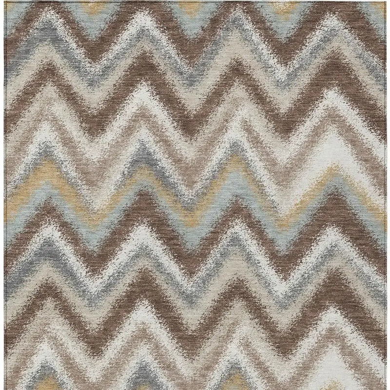 5' X 8' Chocolate And Beige Geometric Washable Indoor Outdoor Area Rug Homeroots Outdoor