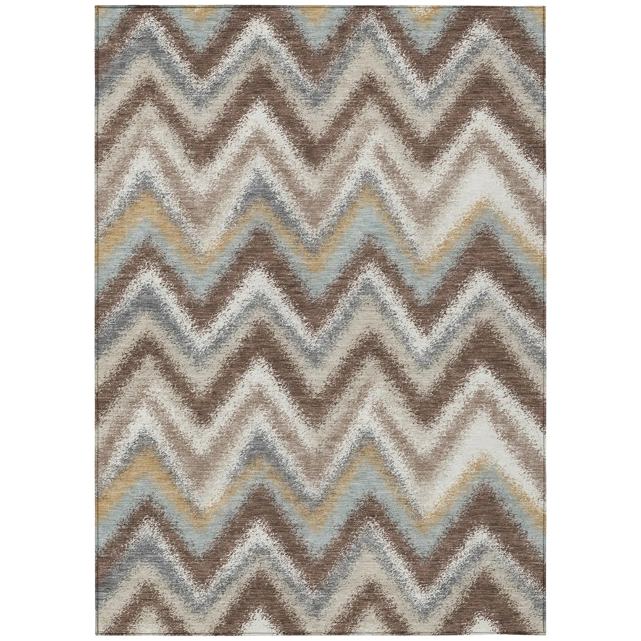 5' X 8' Chocolate And Beige Geometric Washable Indoor Outdoor Area Rug Homeroots Outdoor