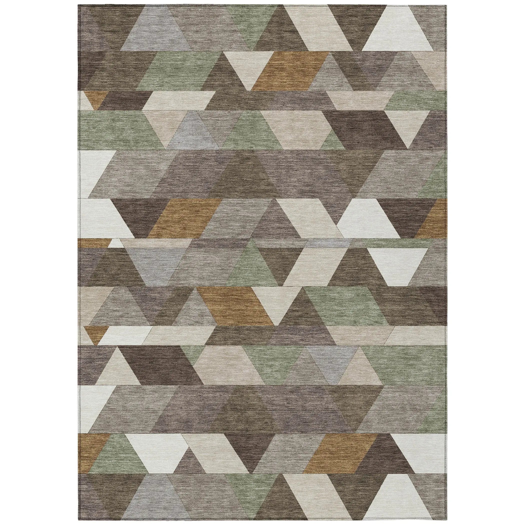 5' X 8' Chocolate And Beige Geometric Washable Indoor Outdoor Area Rug Homeroots Outdoor