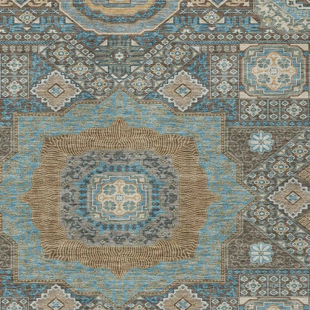 5' X 8' Chocolate And Beige Oriental Washable Indoor Outdoor Area Rug Homeroots Outdoor