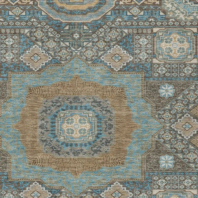 5' X 8' Chocolate And Beige Oriental Washable Indoor Outdoor Area Rug Homeroots Outdoor