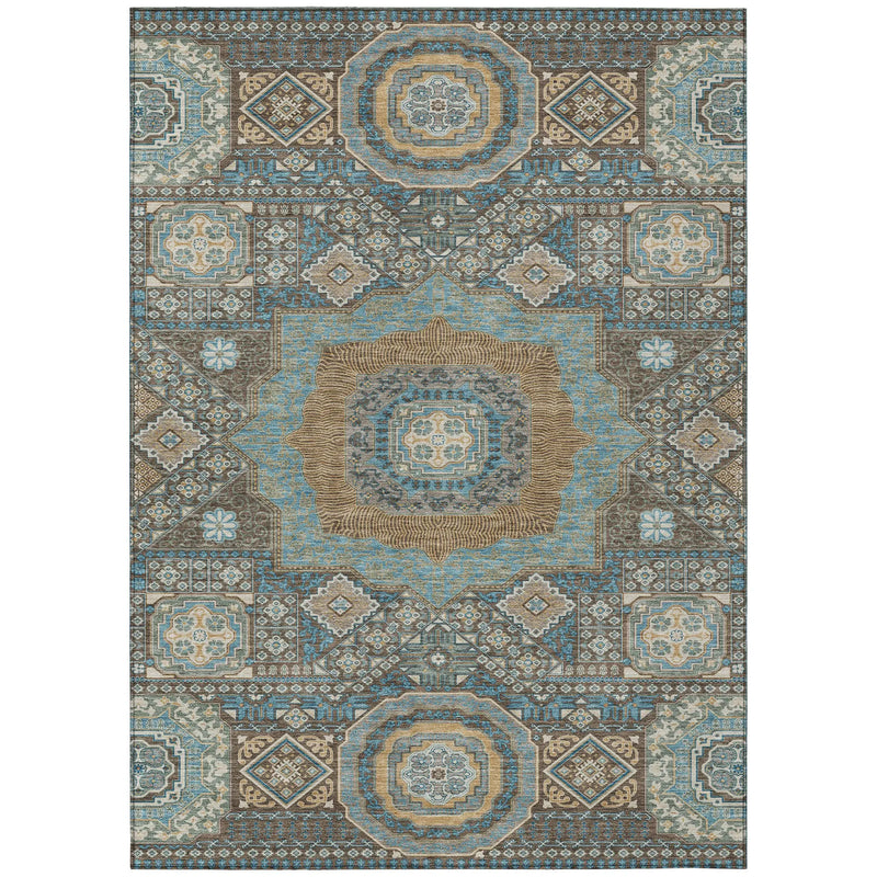 5' X 8' Chocolate And Beige Oriental Washable Indoor Outdoor Area Rug Homeroots Outdoor