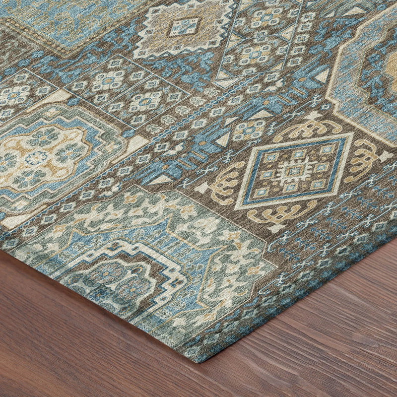 5' X 8' Chocolate And Beige Oriental Washable Indoor Outdoor Area Rug Homeroots Outdoor
