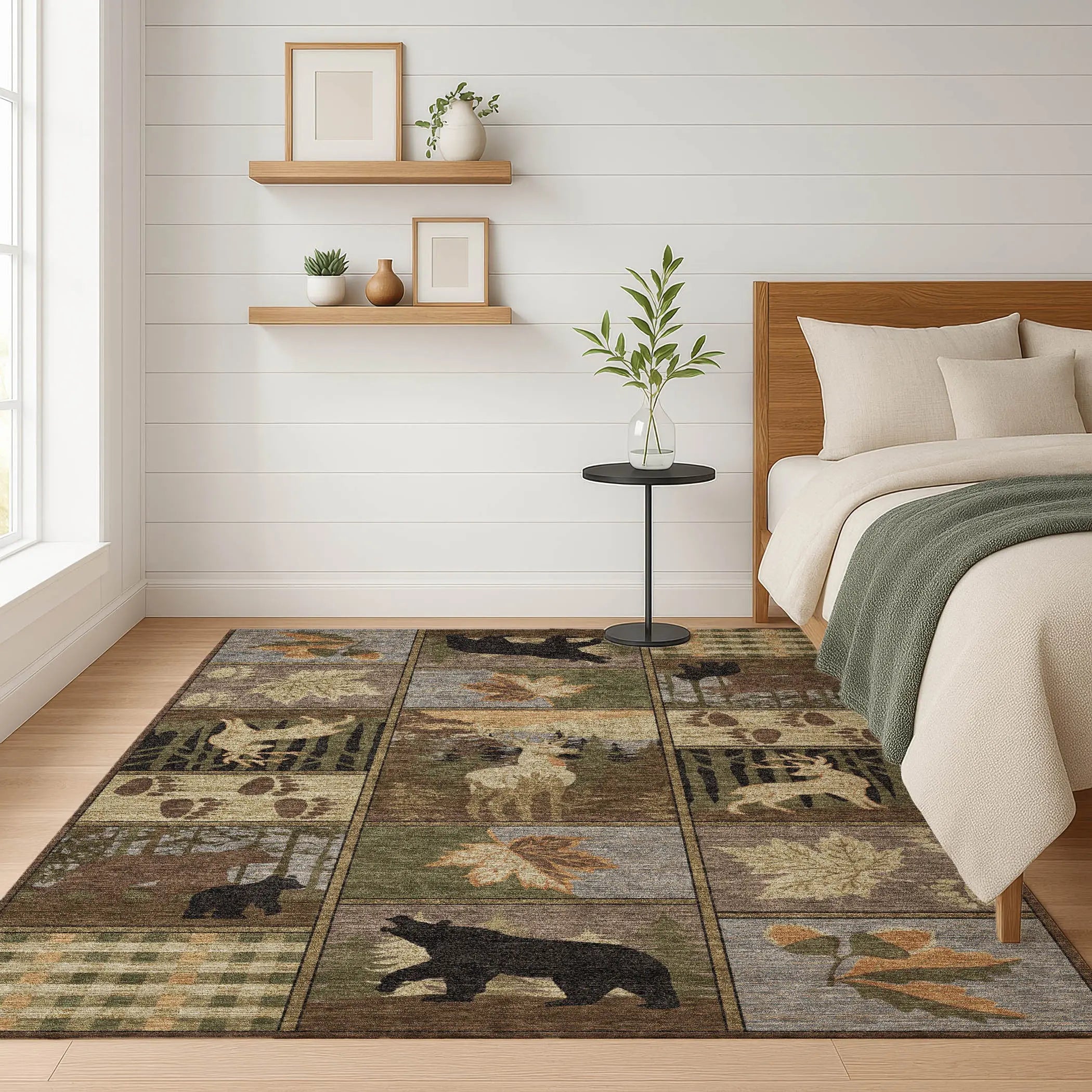 5' X 8' Chocolate And Black Bear Washable Indoor Outdoor Area Rug Homeroots Outdoor