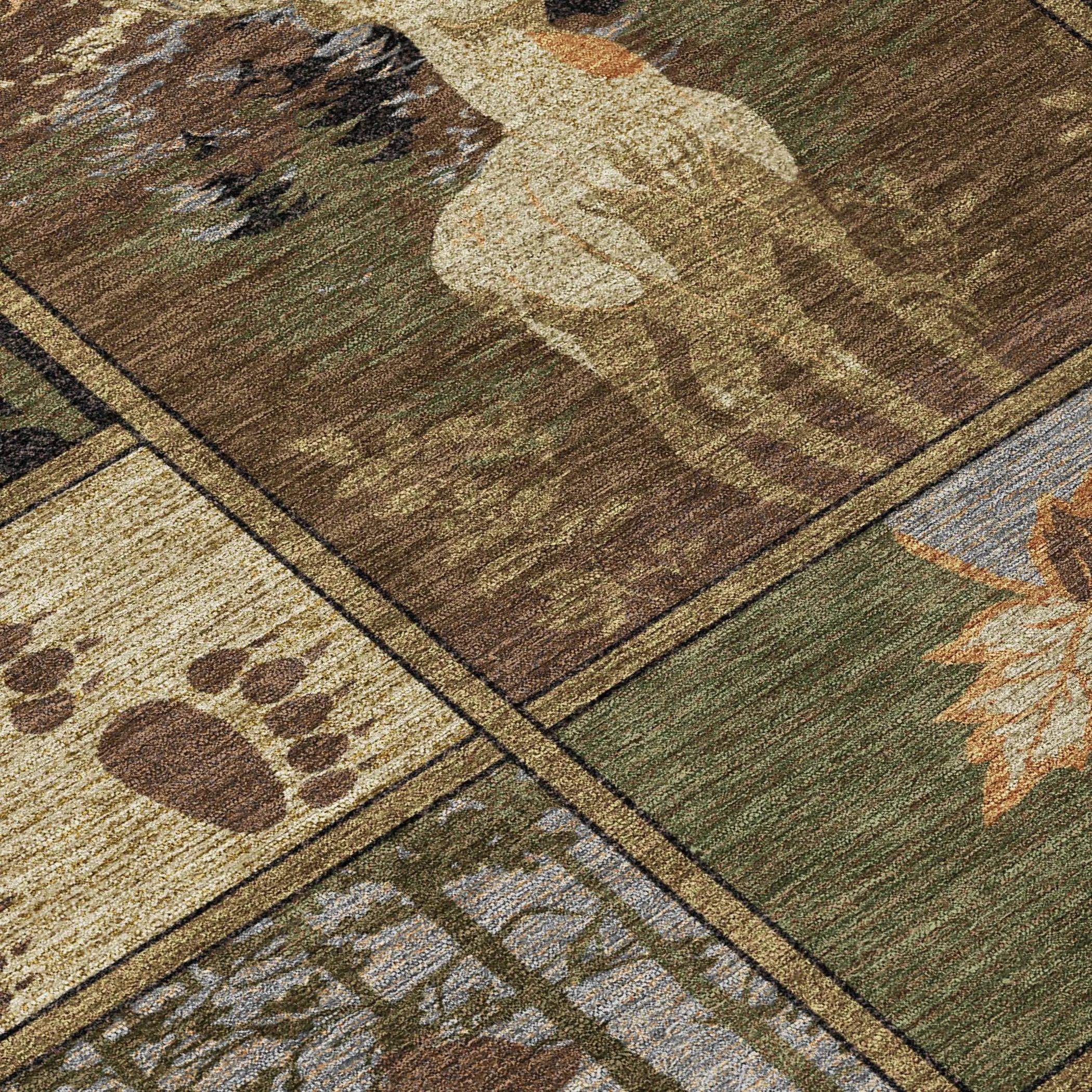 5' X 8' Chocolate And Black Bear Washable Indoor Outdoor Area Rug Homeroots Outdoor