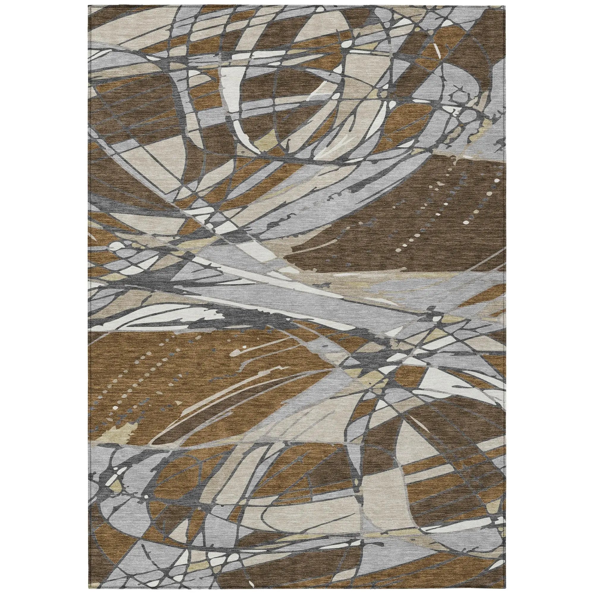 5' X 8' Chocolate And Brown Abstract Washable Indoor Outdoor Area Rug Homeroots Outdoor