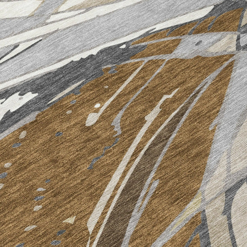 5' X 8' Chocolate And Brown Abstract Washable Indoor Outdoor Area Rug Homeroots Outdoor