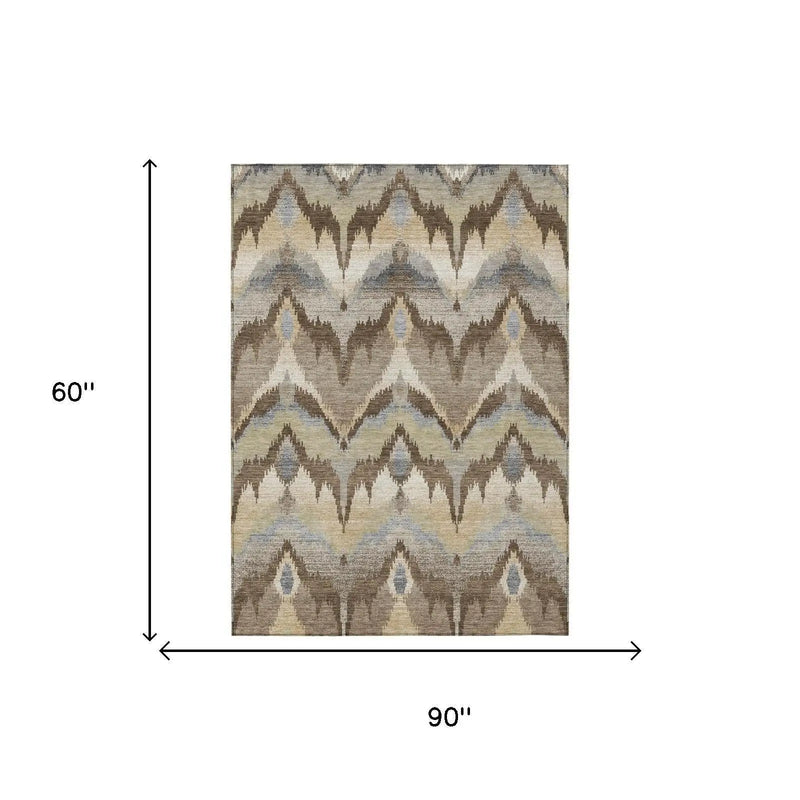 5' X 8' Chocolate And Brown Abstract Washable Indoor Outdoor Area Rug Homeroots Outdoor