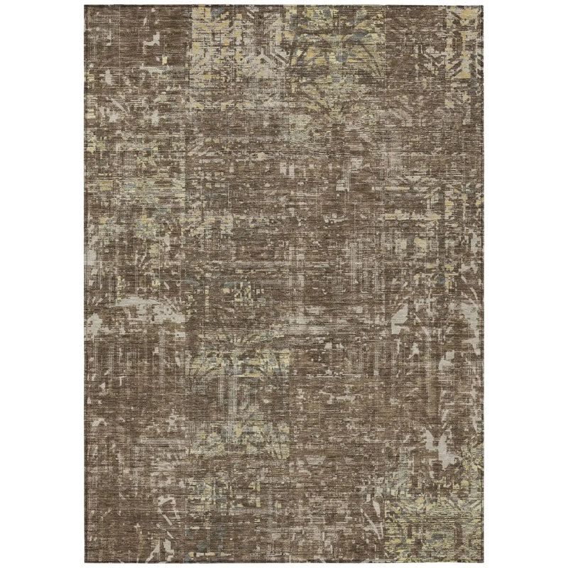 5' X 8' Chocolate And Brown Abstract Washable Indoor Outdoor Area Rug Homeroots Outdoor