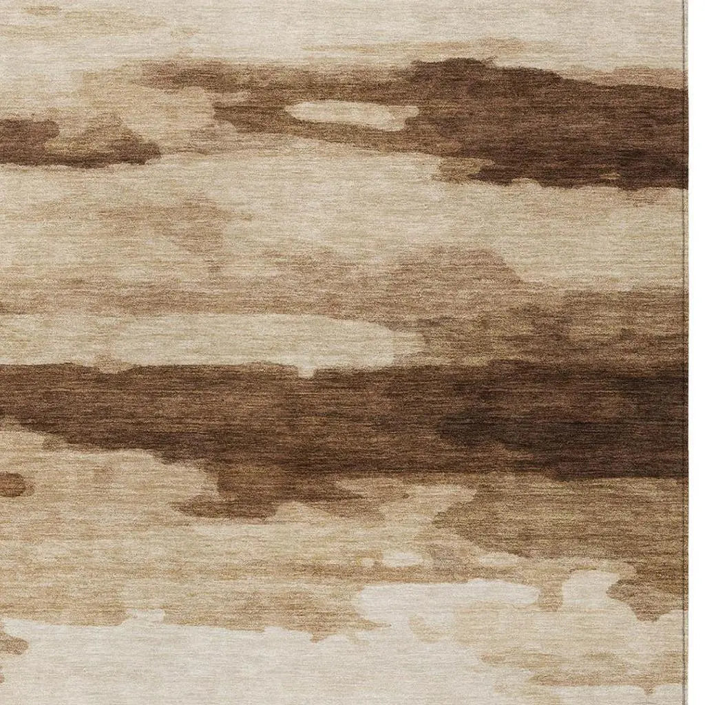 5' X 8' Chocolate And Brown Abstract Washable Indoor Outdoor Area Rug Homeroots Outdoor