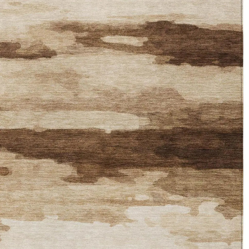 5' X 8' Chocolate And Brown Abstract Washable Indoor Outdoor Area Rug Homeroots Outdoor