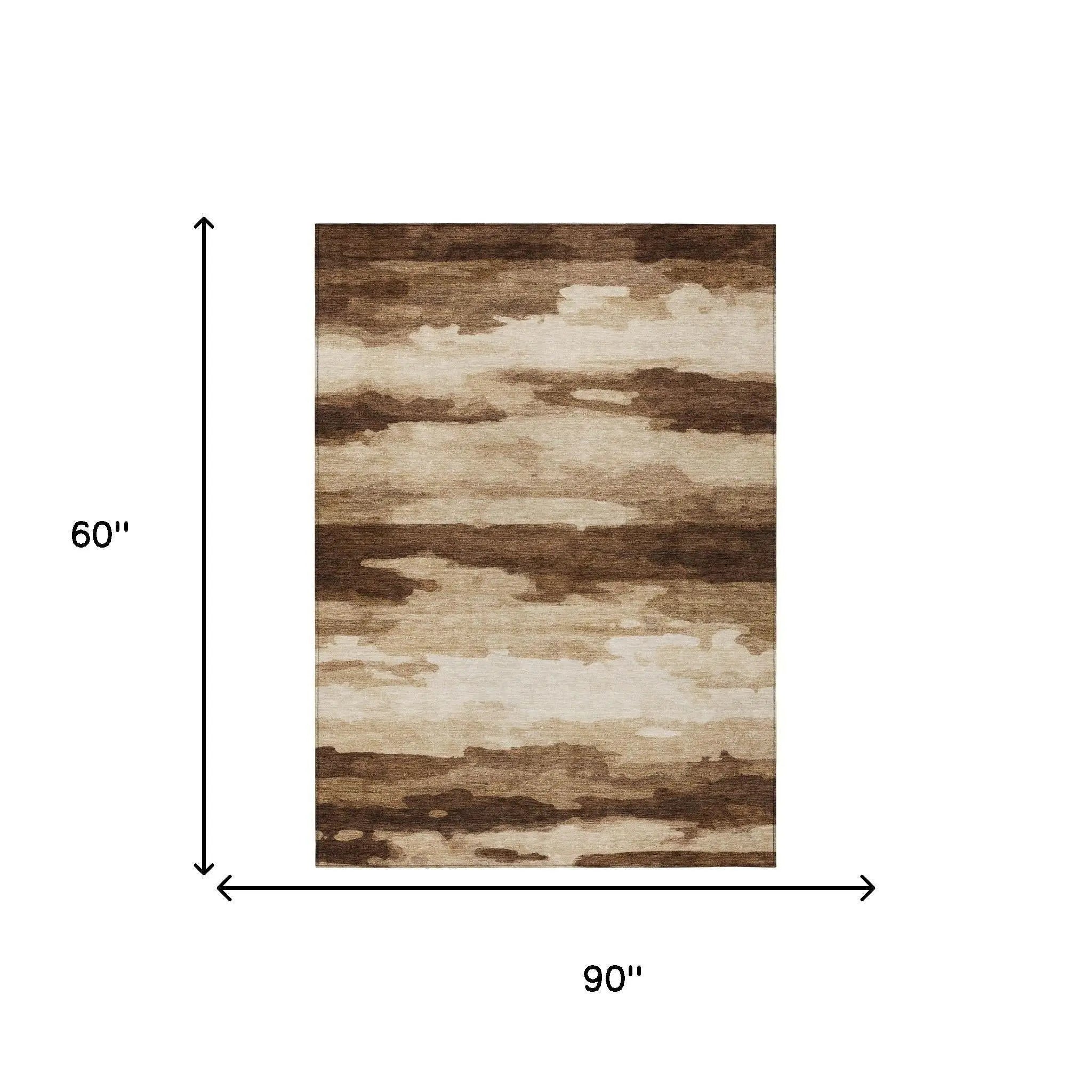 5' X 8' Chocolate And Brown Abstract Washable Indoor Outdoor Area Rug Homeroots Outdoor