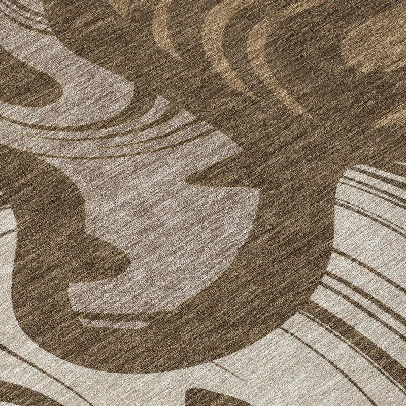 5' X 8' Chocolate And Brown Abstract Washable Indoor Outdoor Area Rug Homeroots Outdoor