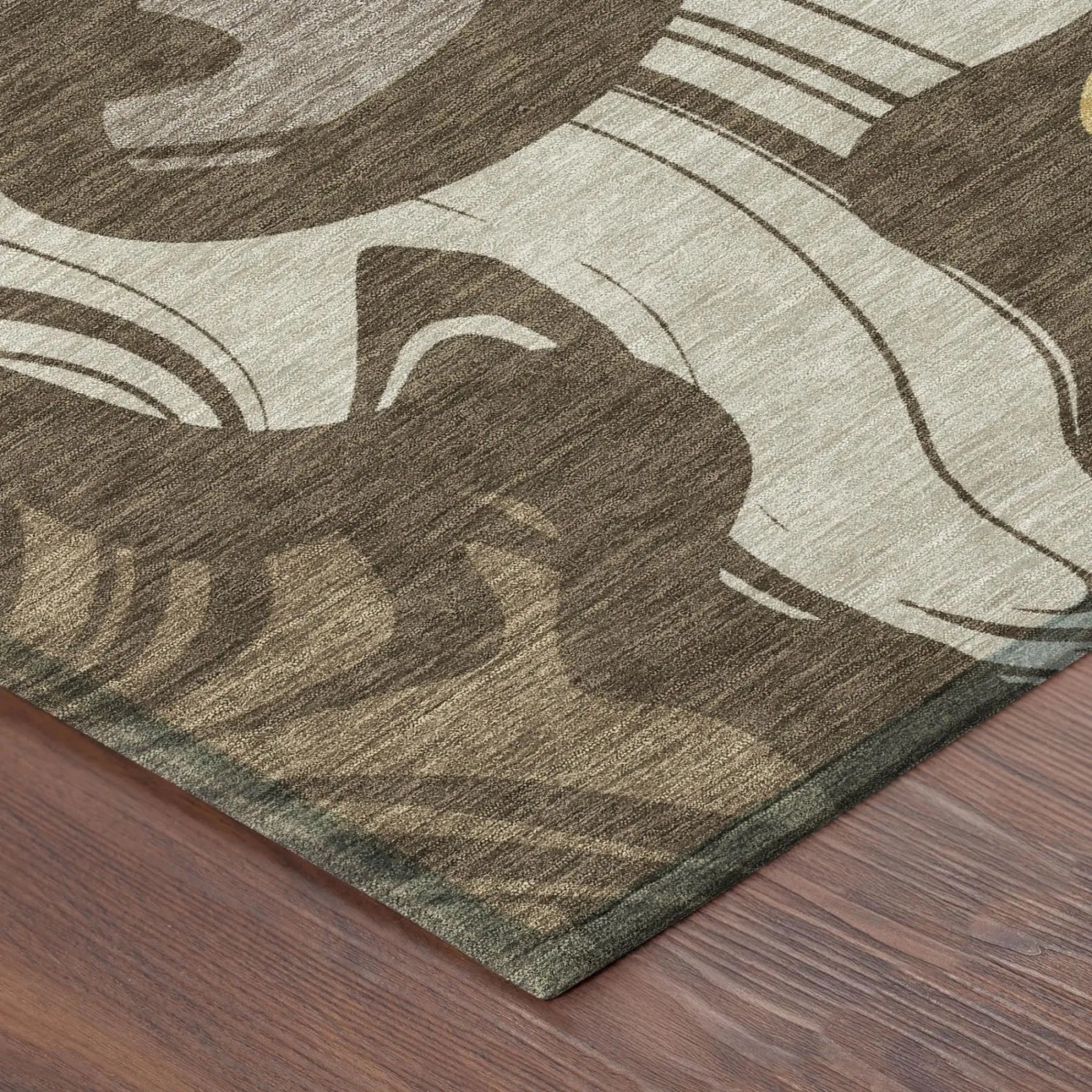 5' X 8' Chocolate And Brown Abstract Washable Indoor Outdoor Area Rug Homeroots Outdoor