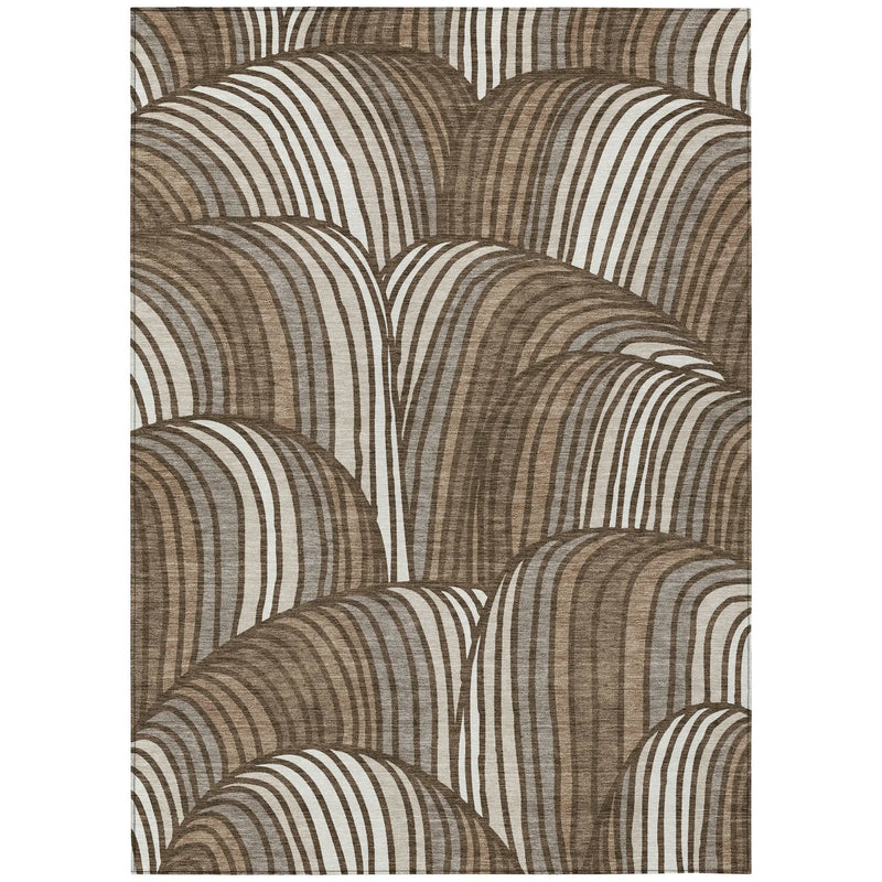 5' X 8' Chocolate And Brown Abstract Washable Indoor Outdoor Area Rug Homeroots Outdoor