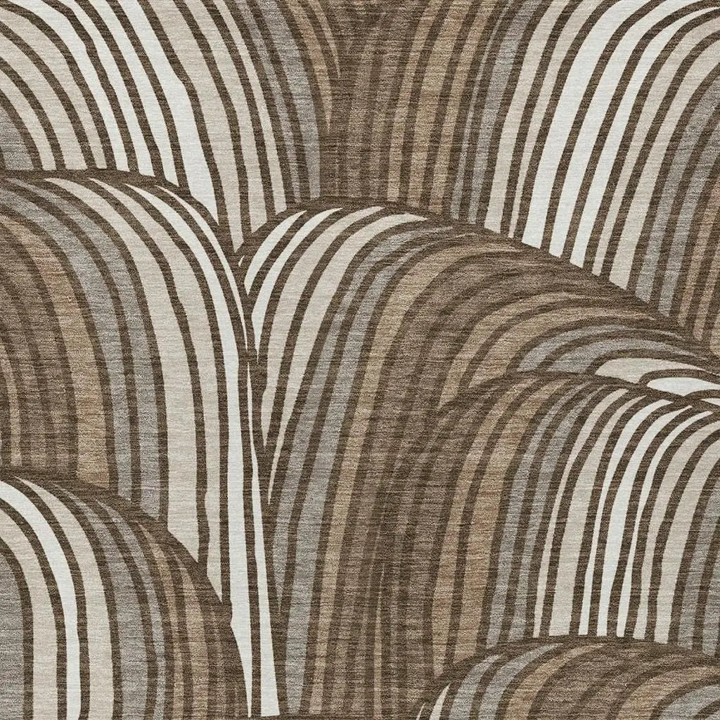5' X 8' Chocolate And Brown Abstract Washable Indoor Outdoor Area Rug Homeroots Outdoor
