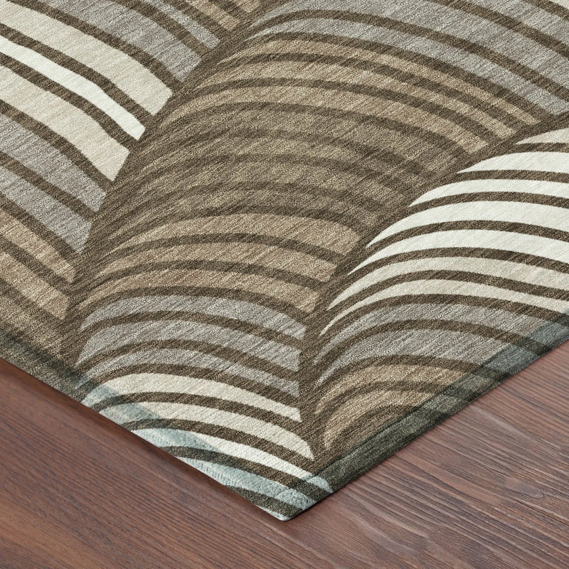 5' X 8' Chocolate And Brown Abstract Washable Indoor Outdoor Area Rug Homeroots Outdoor