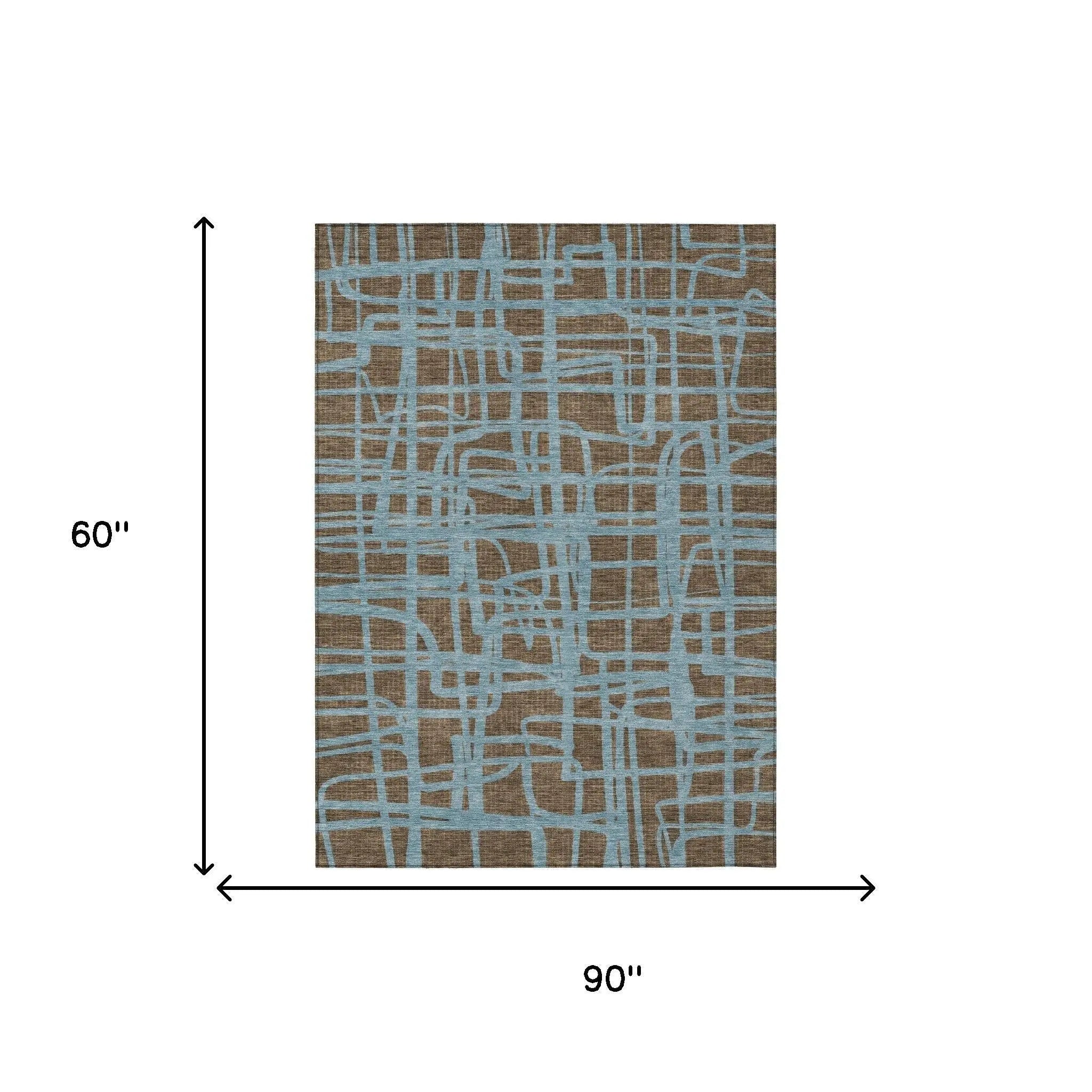 5' X 8' Chocolate And Brown Abstract Washable Indoor Outdoor Area Rug Homeroots Outdoor
