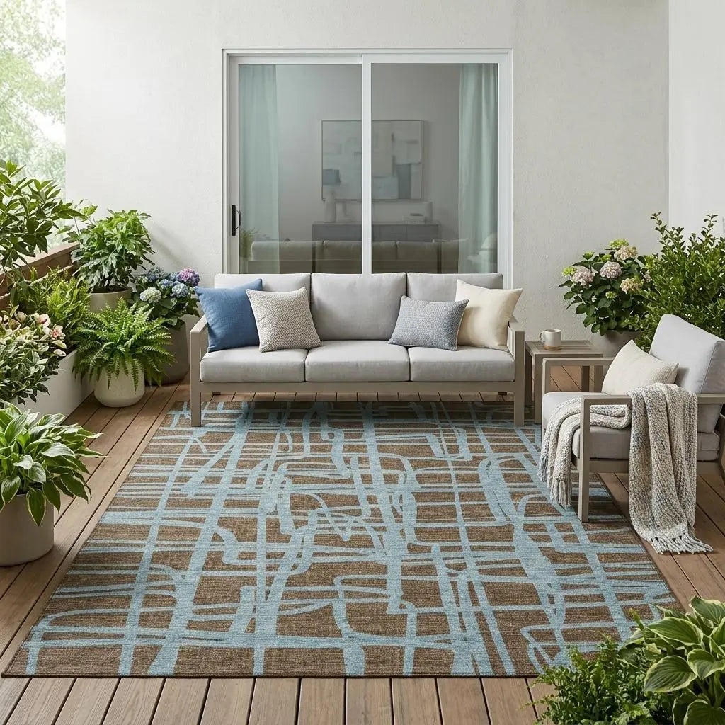 5' X 8' Chocolate And Brown Abstract Washable Indoor Outdoor Area Rug Homeroots Outdoor