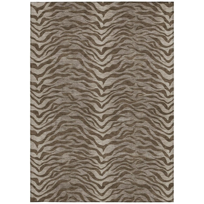 5' X 8' Chocolate And Brown Animal Print Washable Indoor Outdoor Area Rug Homeroots Outdoor