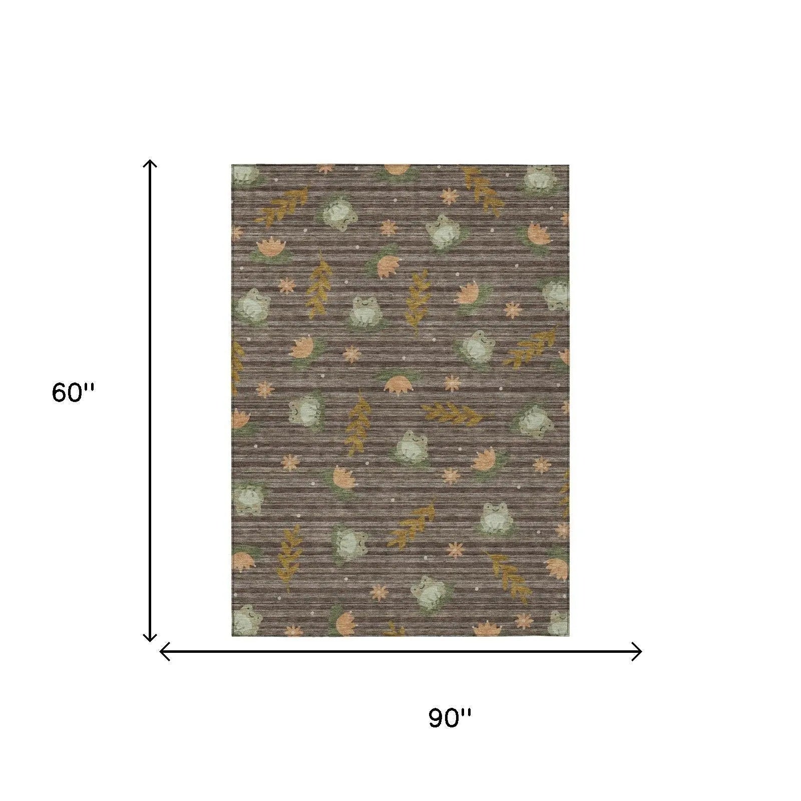 5' X 8' Chocolate And Brown Botanical Leaves Washable Indoor Outdoor Area Rug Homeroots Outdoor