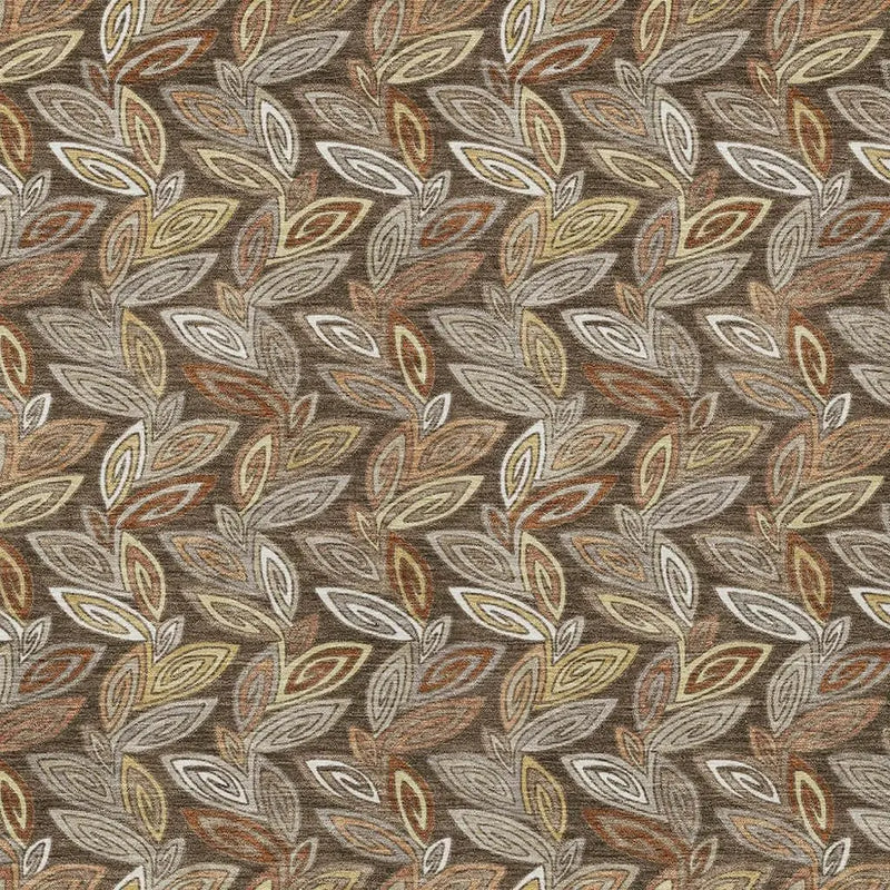 5' X 8' Chocolate And Brown Botanical Leaves Washable Indoor Outdoor Area Rug Homeroots Outdoor