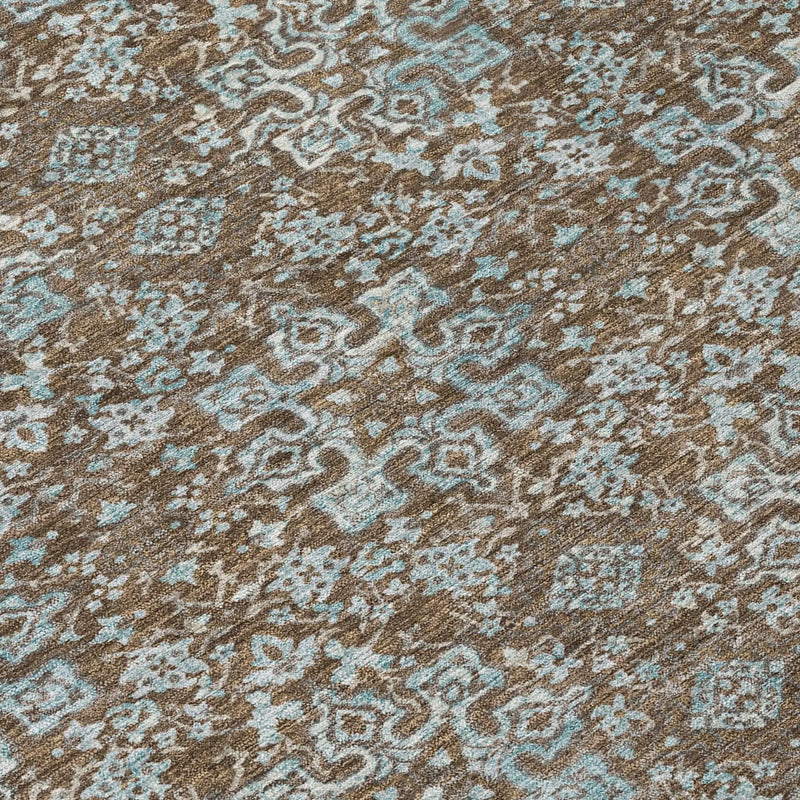 5' X 8' Chocolate And Brown Damask Washable Indoor Outdoor Area Rug Homeroots Outdoor