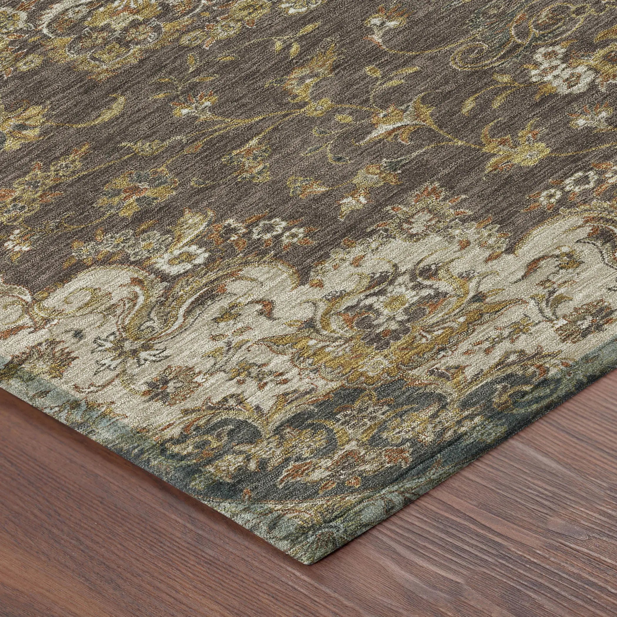 5' X 8' Chocolate And Brown Floral Medallion Washable Indoor Outdoor Area Rug Homeroots Outdoor