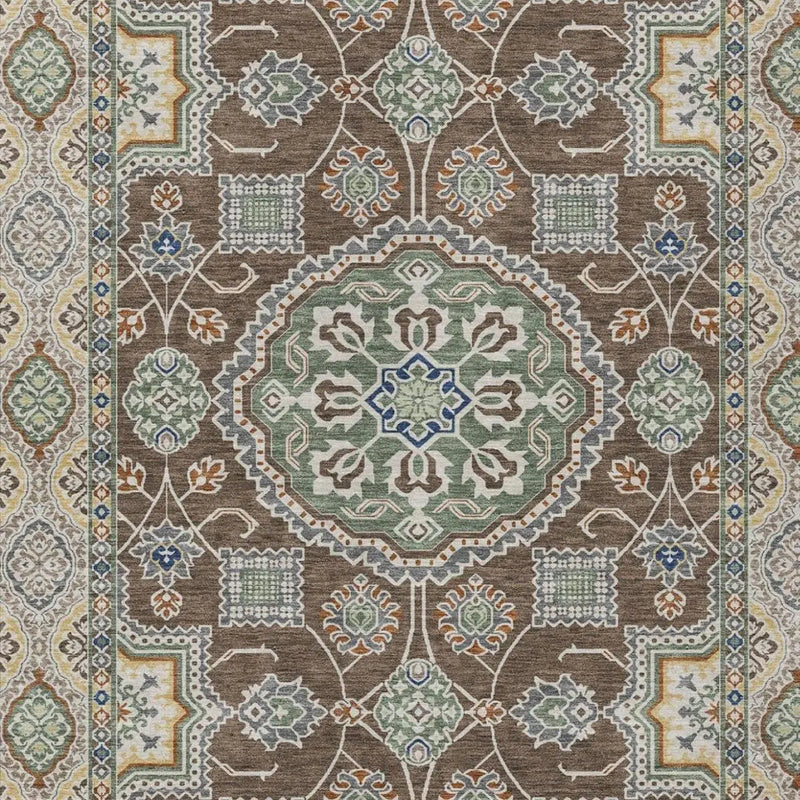 5' X 8' Chocolate And Brown Floral Medallion Washable Indoor Outdoor Area Rug Homeroots Outdoor