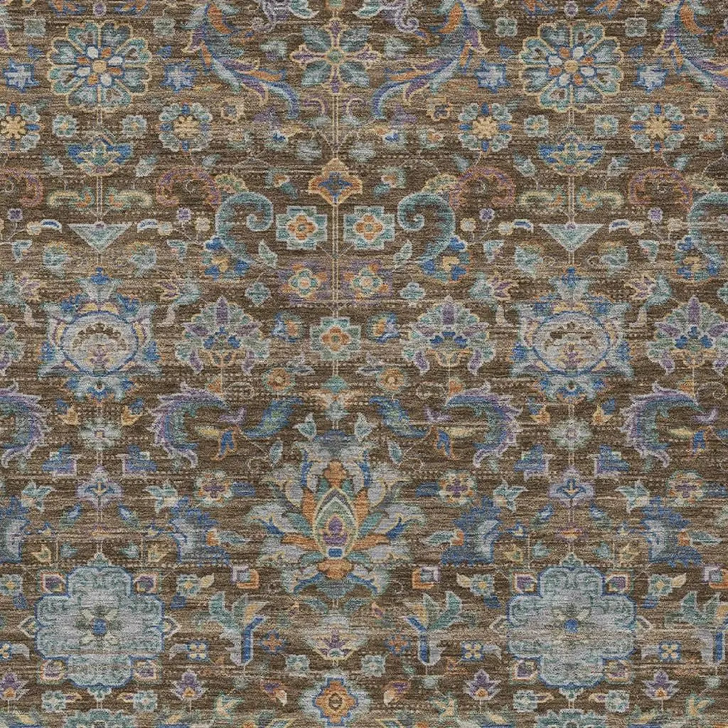 5' X 8' Chocolate And Brown Floral Medallion Washable Indoor Outdoor Area Rug Homeroots Outdoor