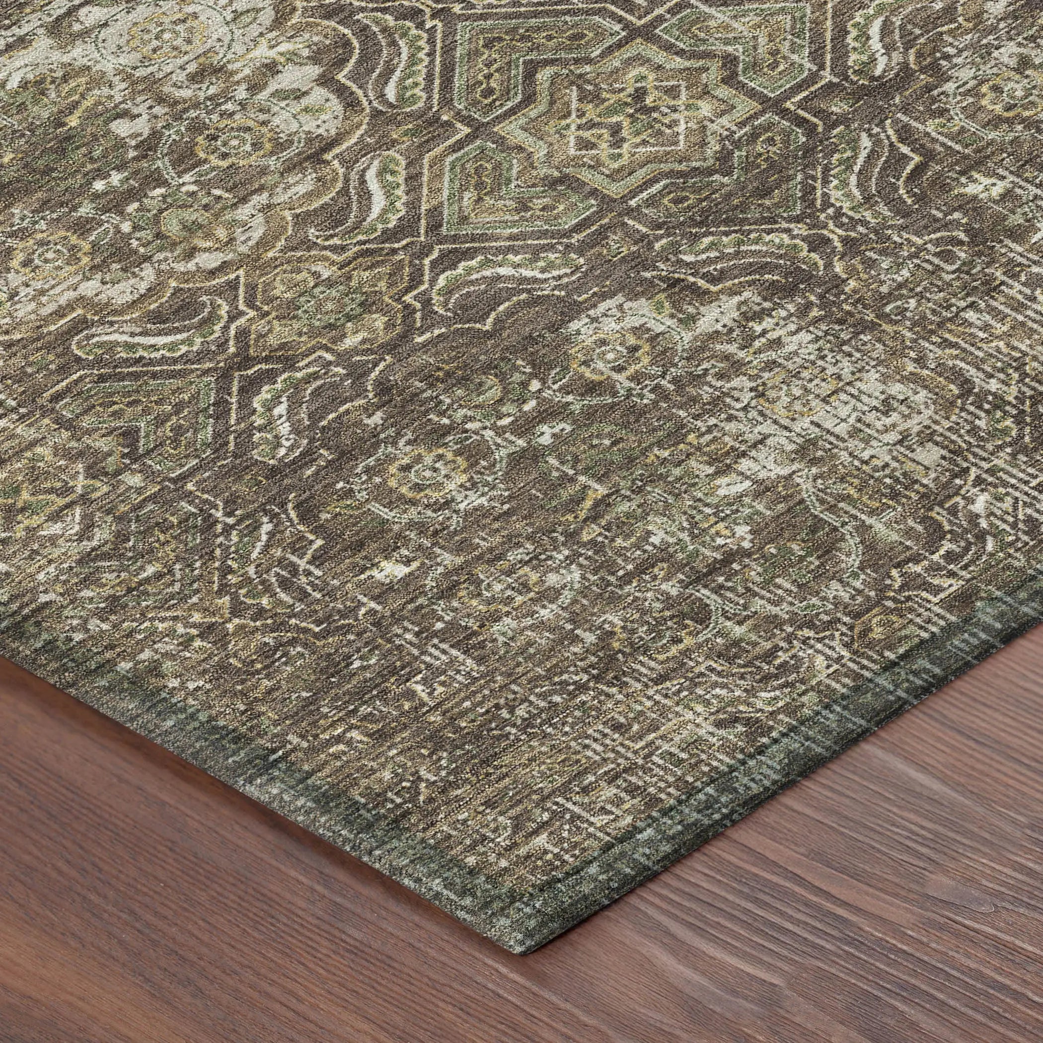 5' X 8' Chocolate And Brown Floral Washable Indoor Outdoor Area Rug Homeroots Outdoor