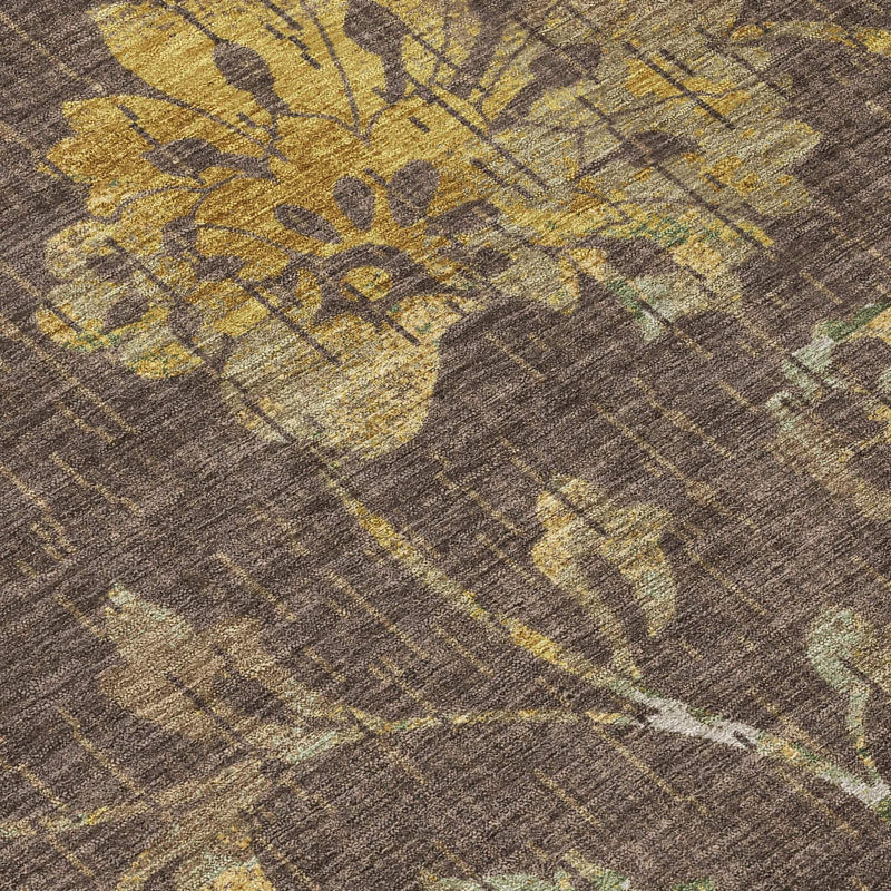 5' X 8' Chocolate And Brown Floral Washable Indoor Outdoor Area Rug Homeroots Outdoor