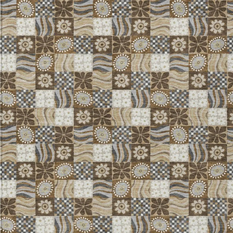 5' X 8' Chocolate And Brown Floral Washable Indoor Outdoor Area Rug Homeroots Outdoor