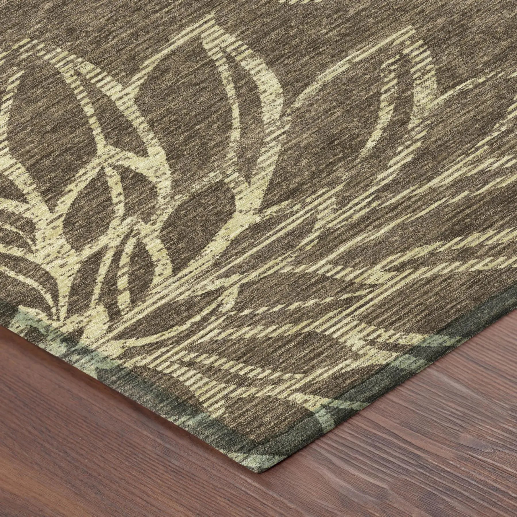 5' X 8' Chocolate And Brown Floral Washable Indoor Outdoor Area Rug Homeroots Outdoor