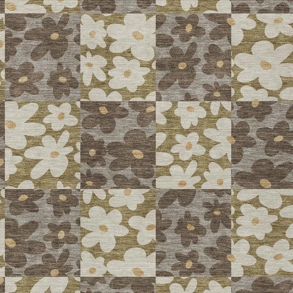 5' X 8' Chocolate And Brown Floral Washable Indoor Outdoor Area Rug Homeroots Outdoor