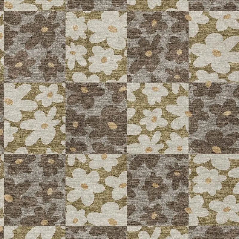 5' X 8' Chocolate And Brown Floral Washable Indoor Outdoor Area Rug Homeroots Outdoor