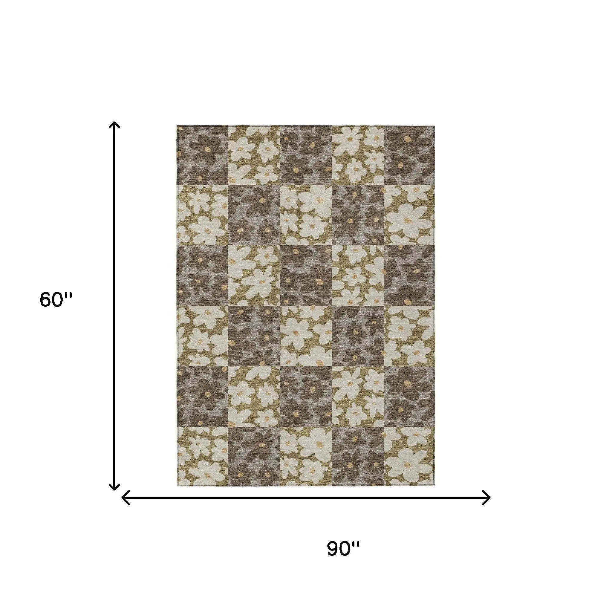 5' X 8' Chocolate And Brown Floral Washable Indoor Outdoor Area Rug Homeroots Outdoor