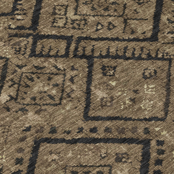 5' X 8' Chocolate And Brown Geometric Washable Indoor Outdoor Area Rug Homeroots Outdoor