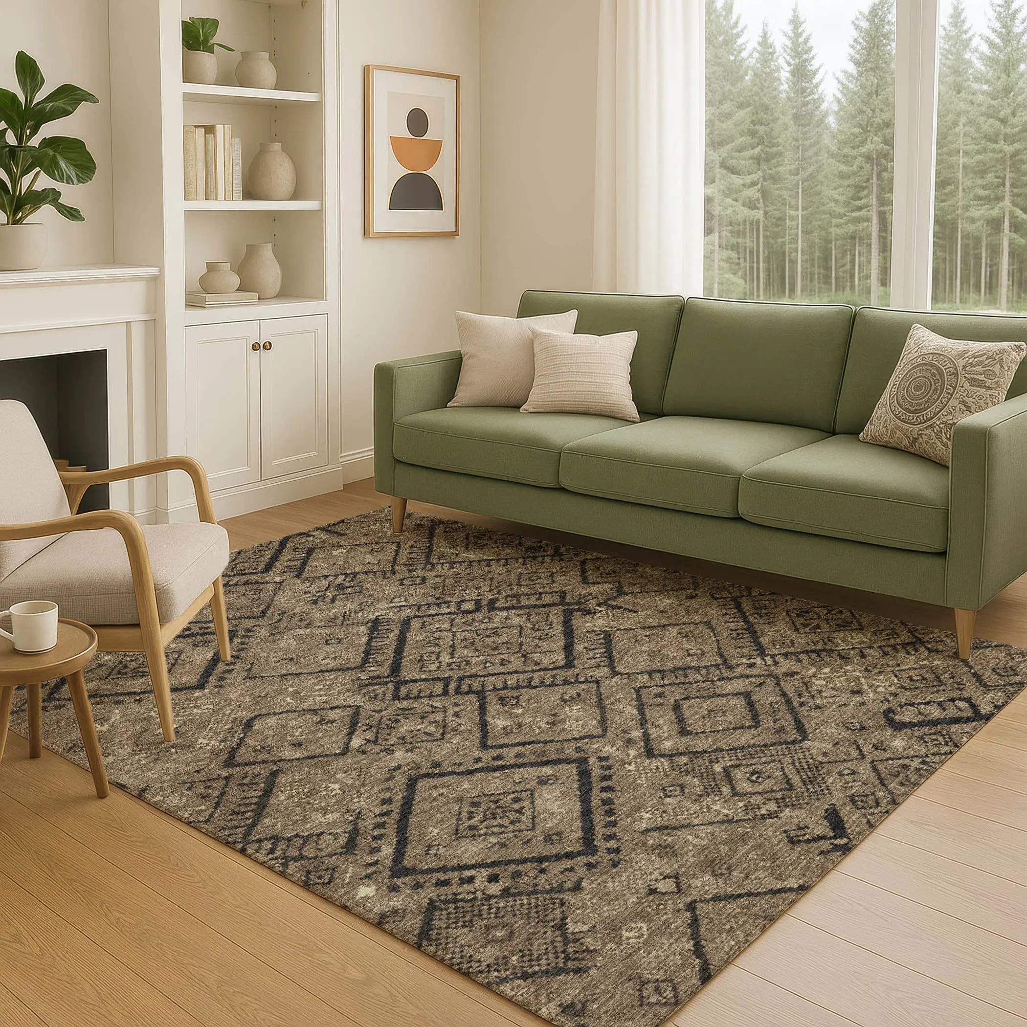 5' X 8' Chocolate And Brown Geometric Washable Indoor Outdoor Area Rug Homeroots Outdoor