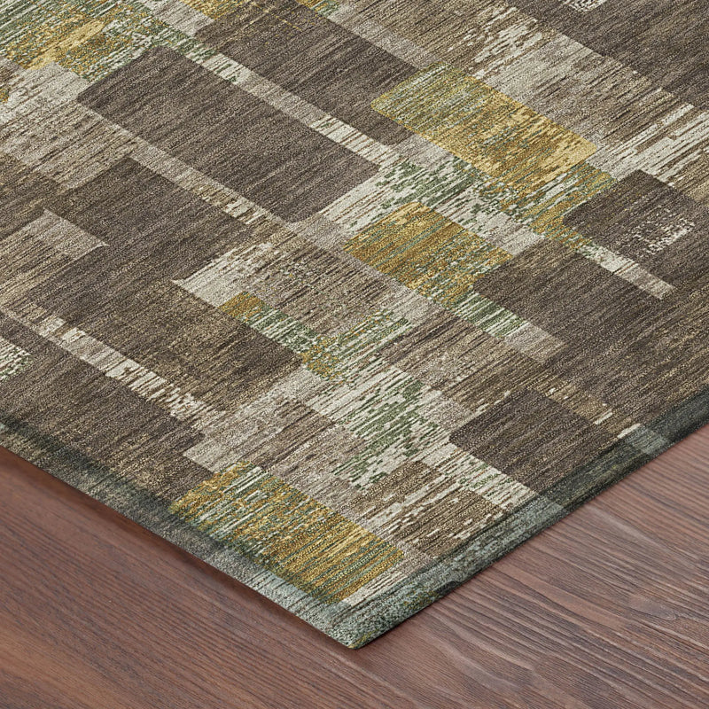 5' X 8' Chocolate And Brown Geometric Washable Indoor Outdoor Area Rug Homeroots Outdoor