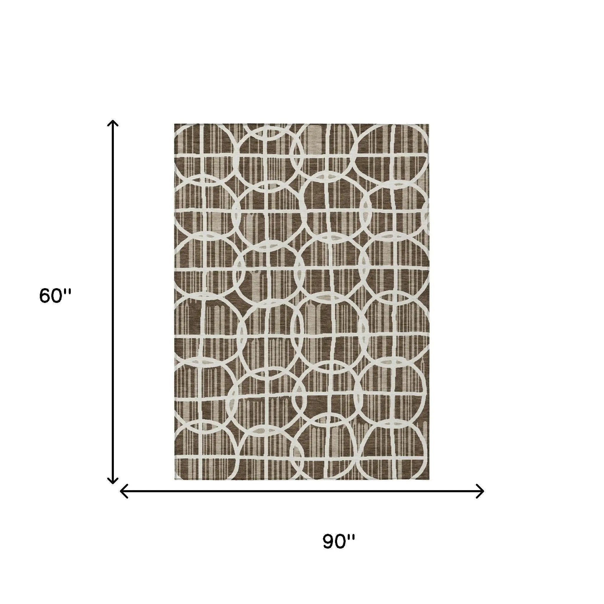 5' X 8' Chocolate And Brown Geometric Washable Indoor Outdoor Area Rug Homeroots Outdoor