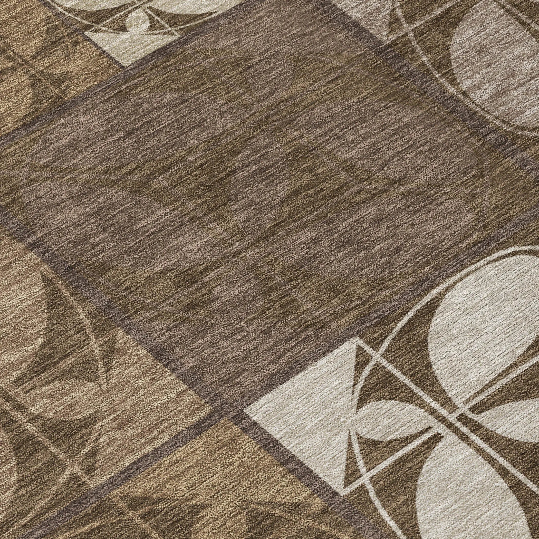 5' X 8' Chocolate And Brown Geometric Washable Indoor Outdoor Area Rug Homeroots Outdoor