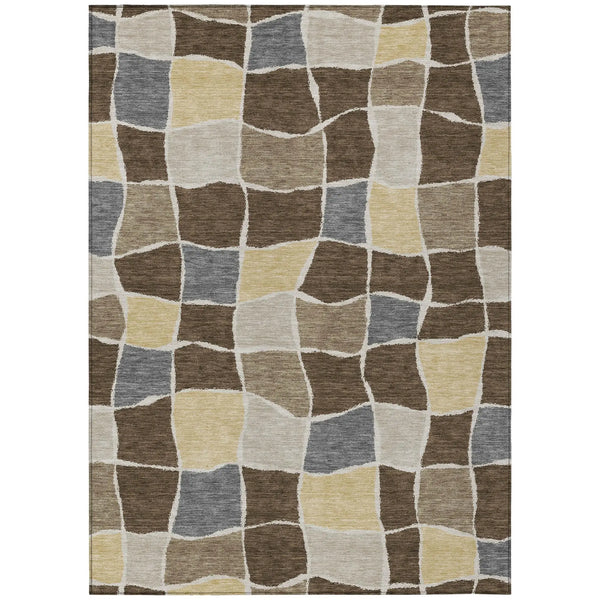 5' X 8' Chocolate And Brown Geometric Washable Indoor Outdoor Area Rug Homeroots Outdoor