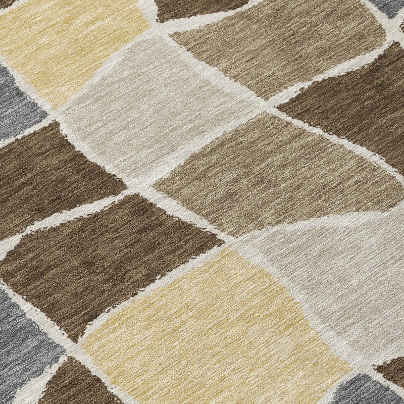 5' X 8' Chocolate And Brown Geometric Washable Indoor Outdoor Area Rug Homeroots Outdoor