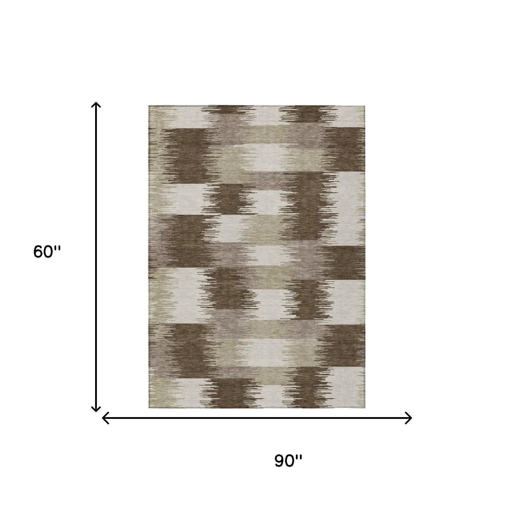 5' X 8' Chocolate And Brown Geometric Washable Indoor Outdoor Area Rug Homeroots Outdoor